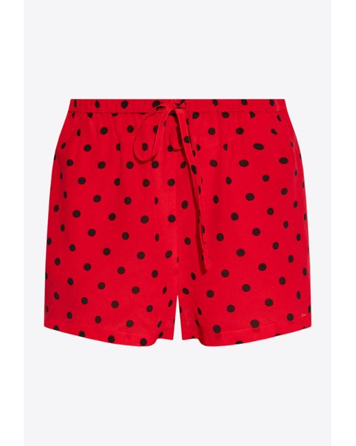 Moschino Red Polka-Dot Silk Shorts