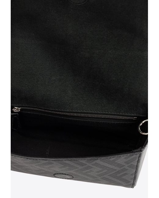 Fendi White Ff Squared Leather And Canvas Messenger Bag for men