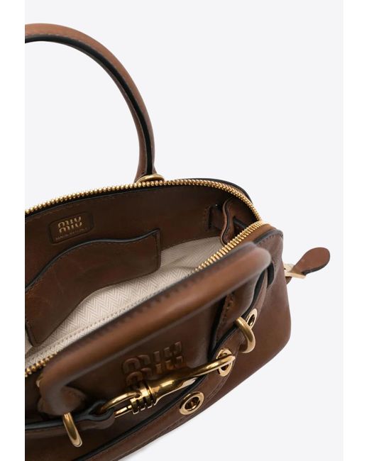 Miu Miu Brown Aventure Nappa Leather Top Handle Bag