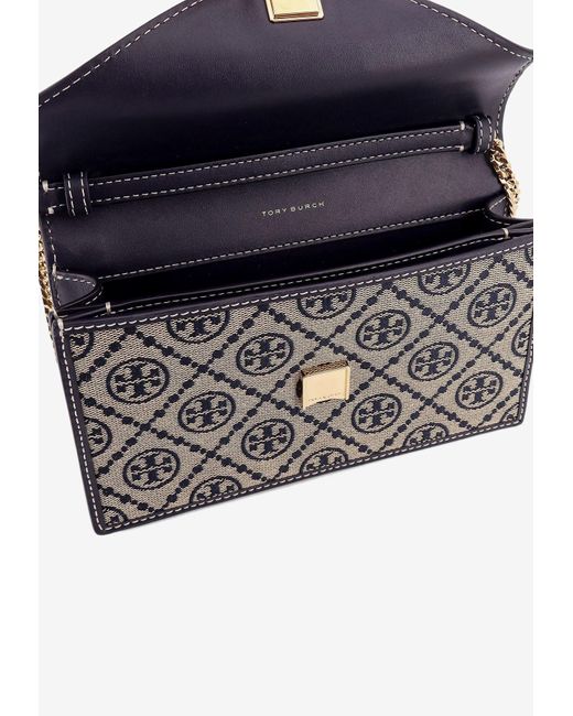 Tory Burch White T-Monogram Envelope Chain Clutch