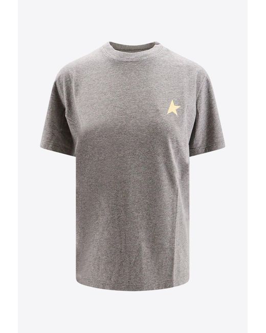 Golden Goose Deluxe Brand Gray Mélange Effect And Iconic Logo T-Shirt