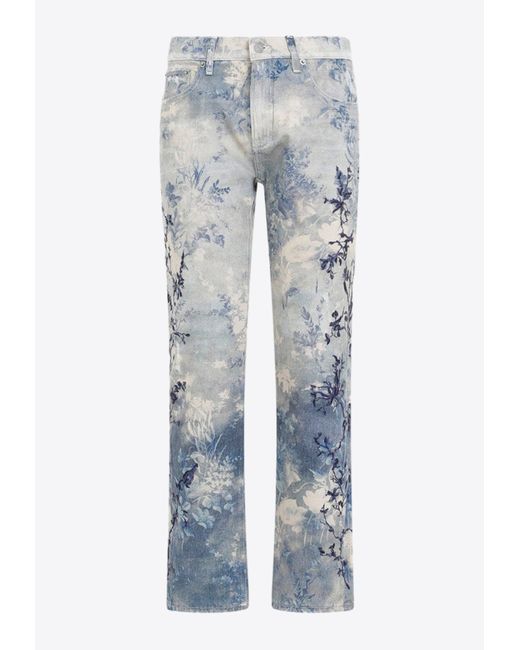 Ralph Lauren Blue 750 Straight-Leg Floral Jeans