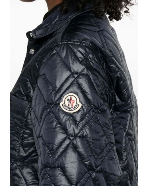 Moncler Blue Logo-Patched Buttoned Jacket