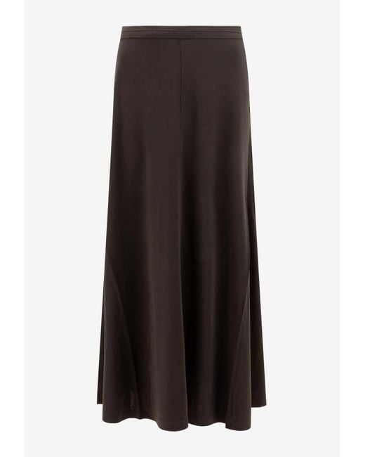 Totême  Black Elasticated Fluid Midi Skirt
