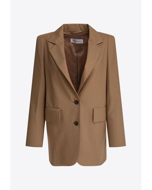 Max Mara Brown Kitten Single-Breasted Wool Blazer