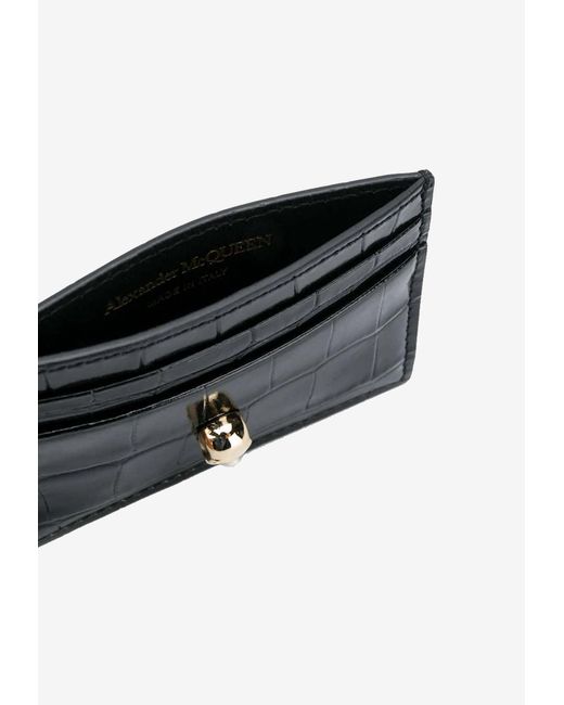 McQueen White Skull Leather Cardholder
