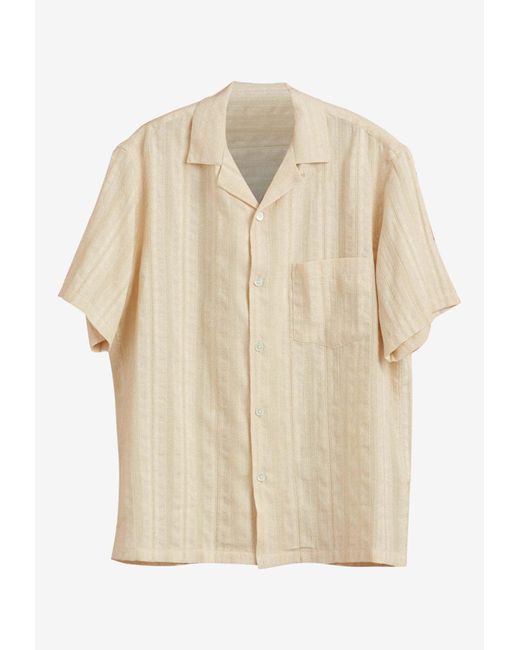 Portuguese Flannel Natural Almada Short-Sleeved Shirt for men