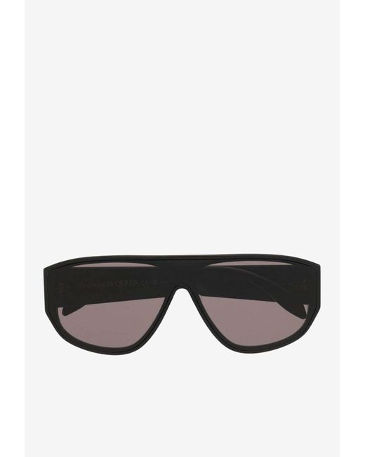 Alexander McQueen Graffiti Logo Square Sunglasses in Black | Lyst UK