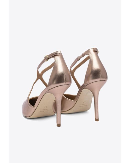 Lella Baldi White Venus 95 Metallic Leather Pumps