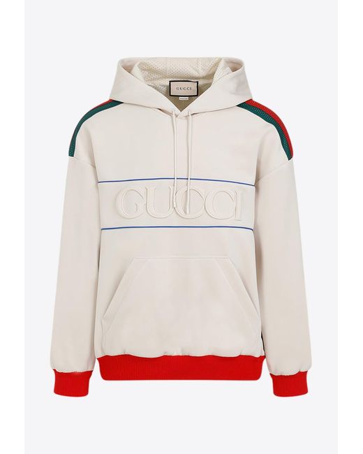Gucci Gray Logo-Patch Hooded Sweatshirt for men