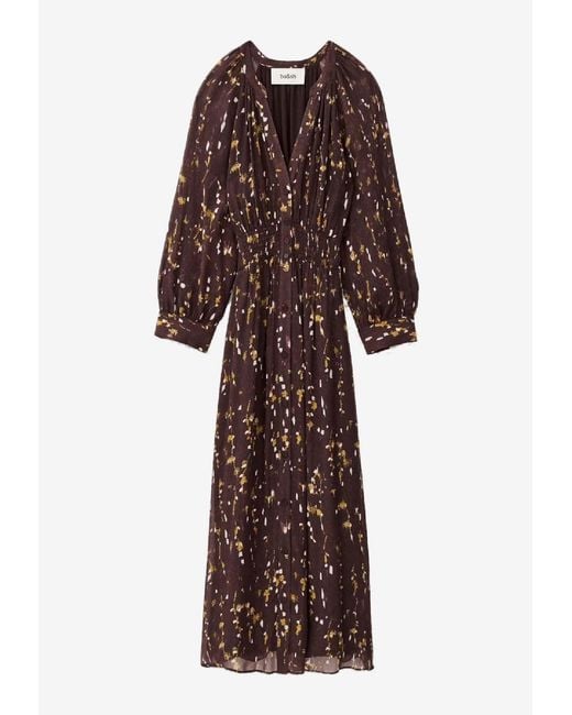 Ba&sh Brown Karla Printed Midi Dress