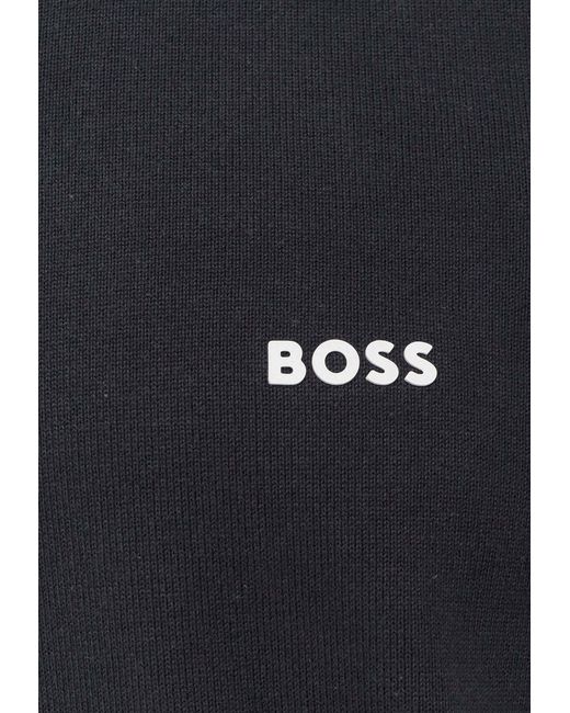 Boss Blue High-Neck Logo Sweater for men