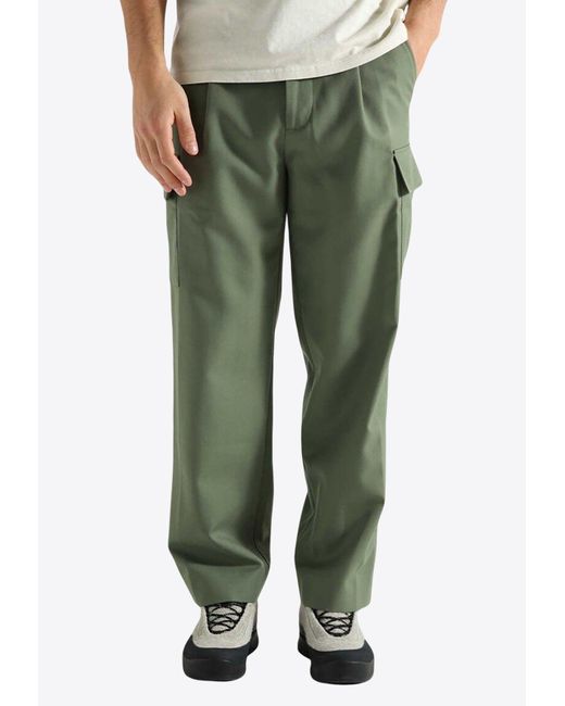 Drole de Monsieur Green Wool-Blend Cropped Cargo Pants for men
