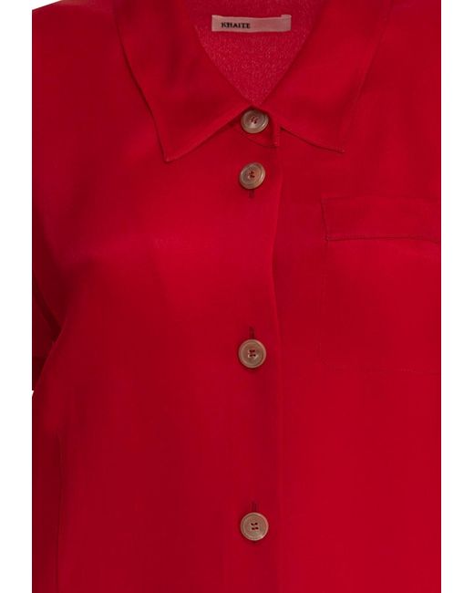 Khaite Red Effy Silk Midi Dress