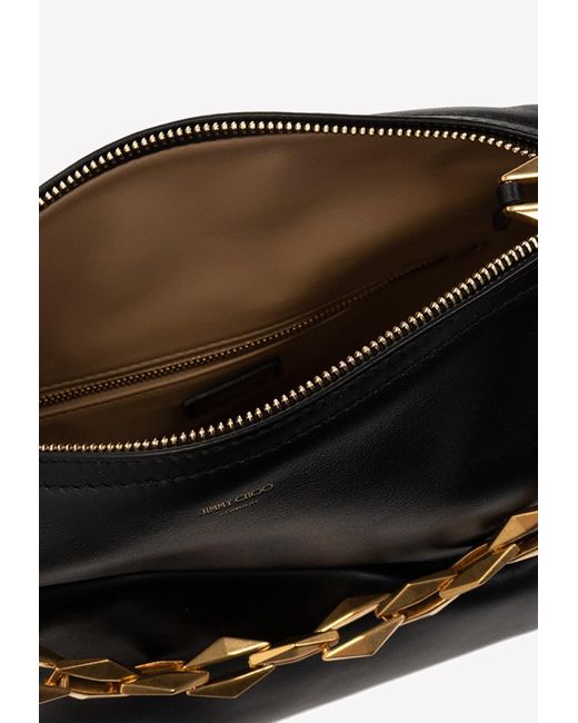 Jimmy Choo White Diamond Hobo Chained Shoulder Bag