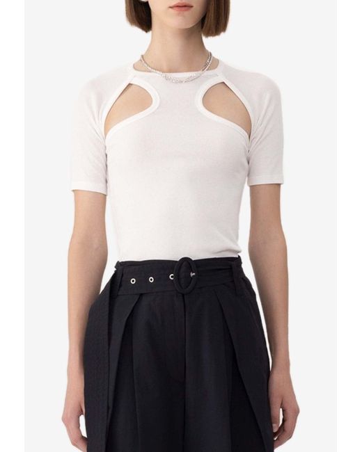SJYP White Cut-Out Short-Sleeved Top