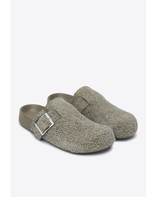 Loewe Green Ease Buckle Brushed Suede Clogs for men