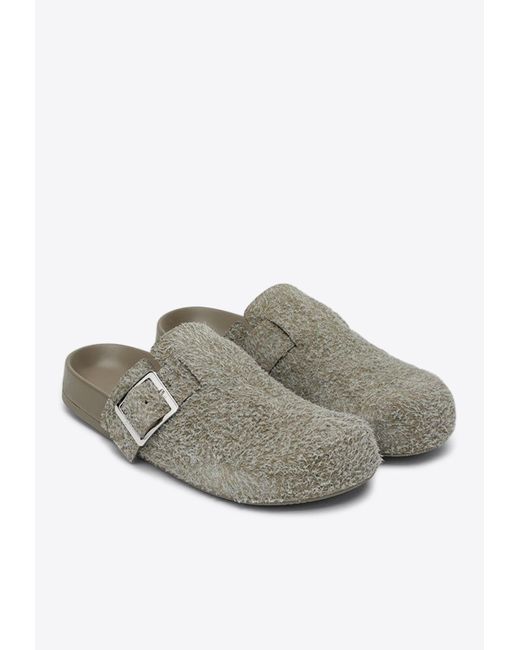 Loewe Green Ease Buckle Brushed Suede Clogs for men