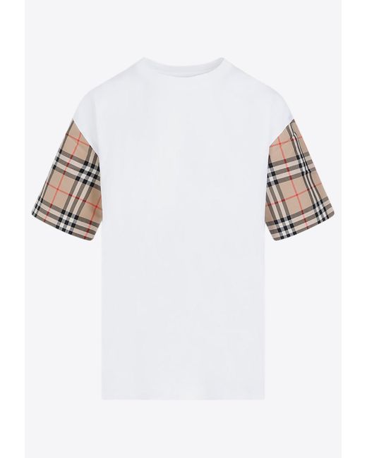 Burberry White Checked Short-Sleeved T-Shirt