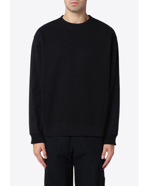 Stone Island Black Logo-Embroidered Crewneck Sweater for men