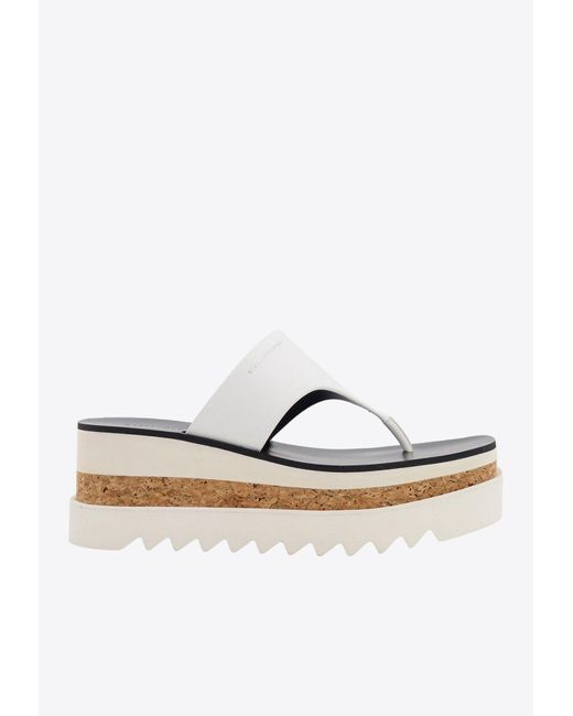 Stella McCartney White Sneak-Elyse 80 Platform Thong Sandals