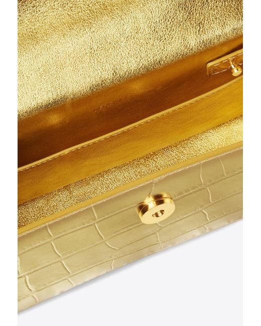 Versace Metallic Small Medusa 95 Croc-Embossed Leather Top Handle Bag