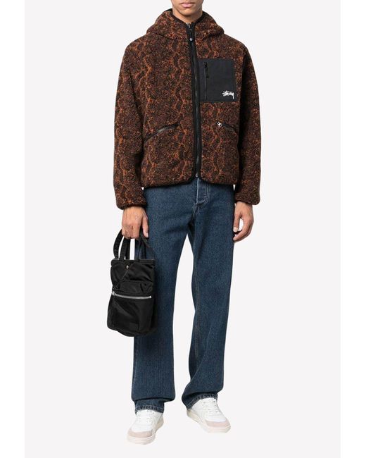 Stussy Black Snake Sherpa Zip-up Jacket for men