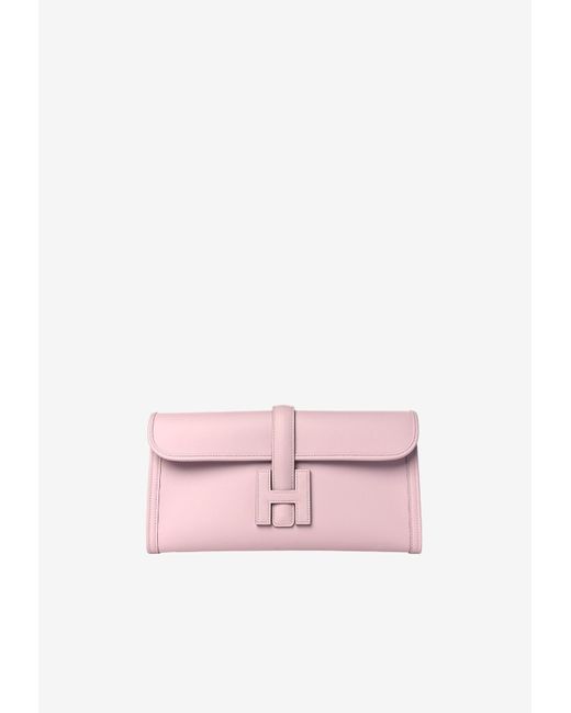 Hermès Pink Jige Elan 29 Clutch Bag In Mauve Pale Swift Leather