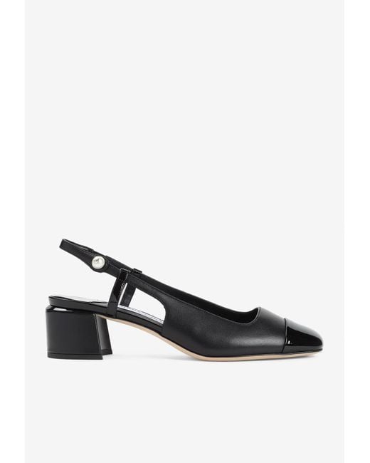 Jimmy Choo White Elisa 45 Leather Slingback Pumps