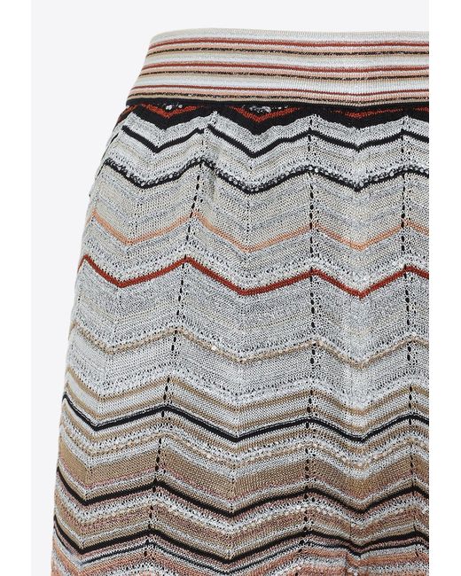 Missoni Gray Wide-Leg Zigzag-Pattern Pants