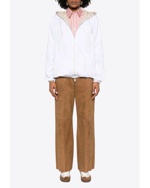 P.A.R.O.S.H. Natural Mitra Reversible Leather Zip-Up Jacket