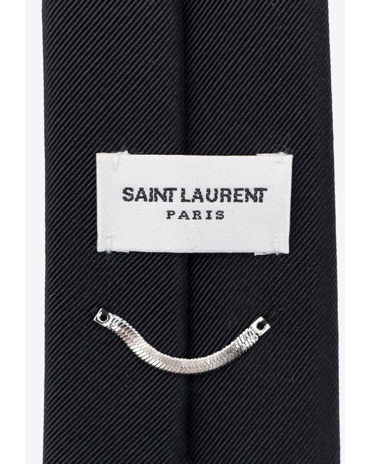 Saint Laurent Blue Pointed Silk Tie for men