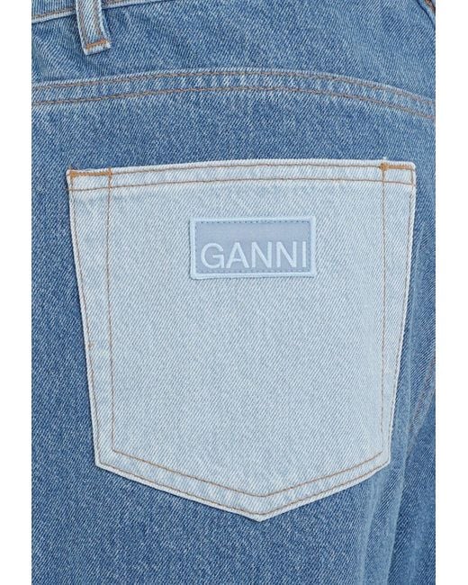 Ganni Blue Angi Wide-Leg Cargo Jeans