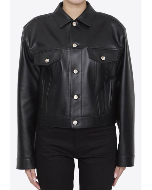 Balenciaga Black Cropped Leather Jacket