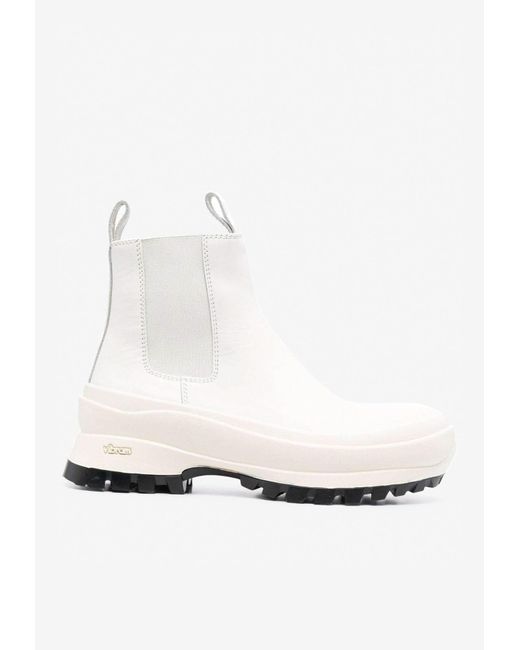 Jil Sander Chelsea Leather Boots in White Lyst