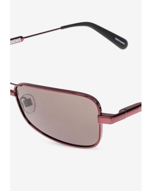 Jacquemus Gray Statzione Rectangular Sunglasses