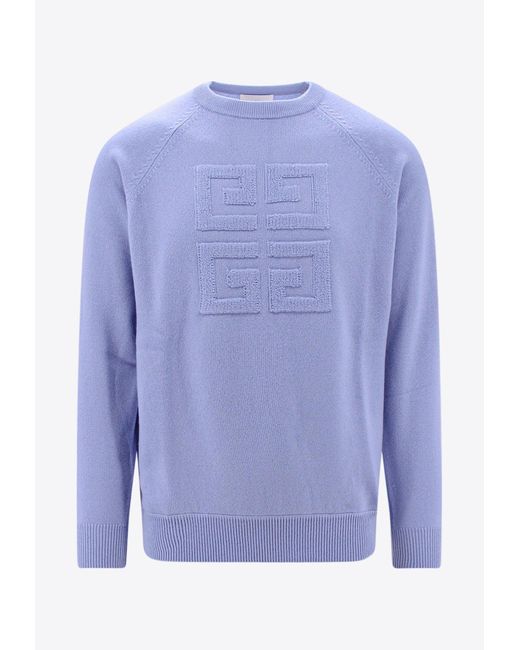 Givenchy Blue 4G Embossed Cashmere Sweater
