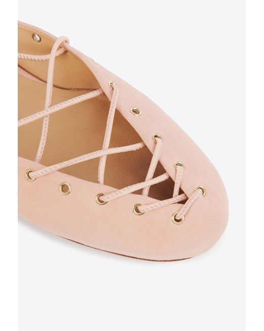 Chloé Pink Ghillies Lace-Up Ballet Flats