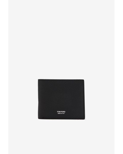 Tom Ford White Logo Bi-Fold Leather Wallet for men
