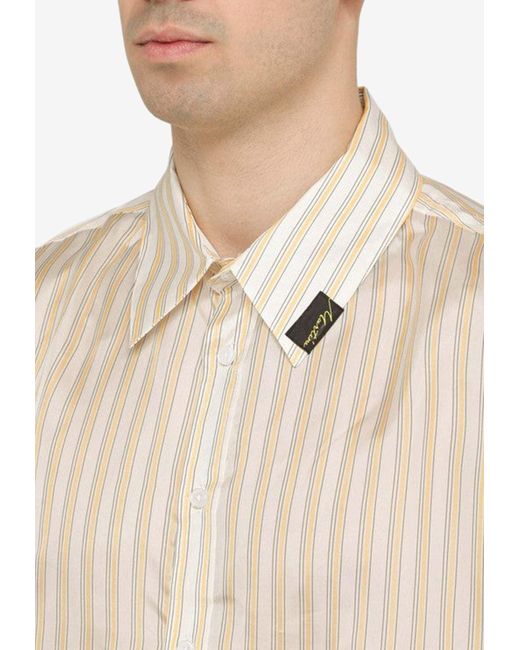 Martine Rose Natural Logo-Patch Striped Shirt for men