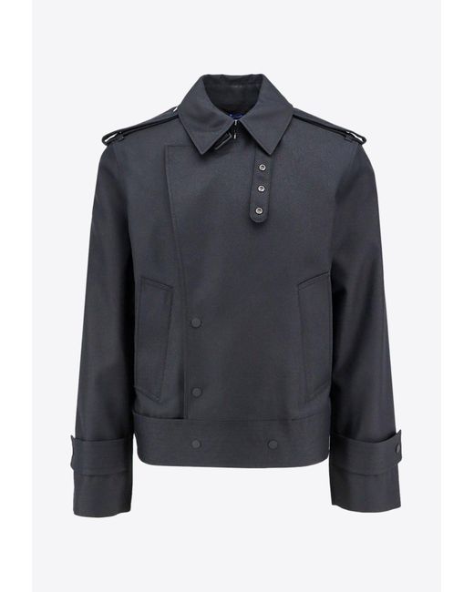 Burberry Blue Double-Breasted Silk-Blend Jacket for men