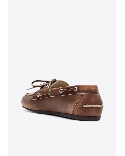 Miu Miu Brown Vintage Effect Leather Loafers