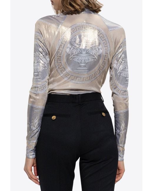 Versace White La Coupe Des Dieux Draped Bodysuit