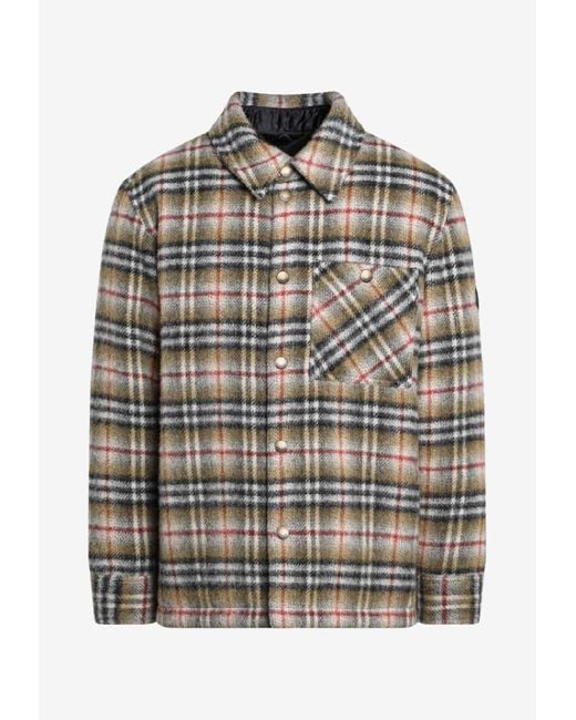 Burberry Gray Checked Wool Shirt for men