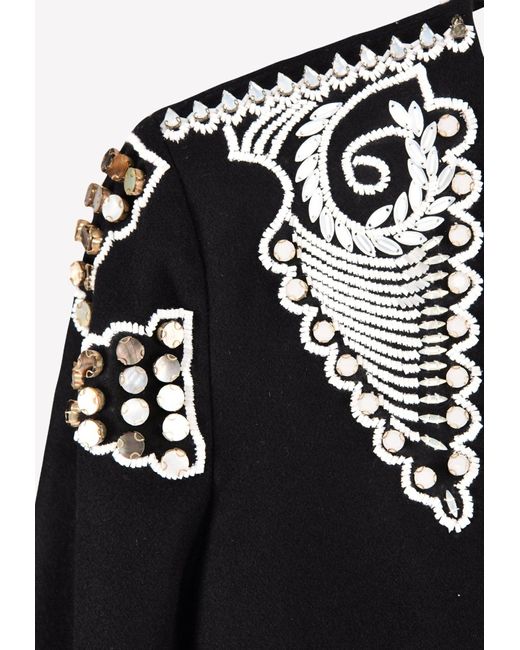 Temperley London Black Empire Embellished Long Sleeve Evening Coat