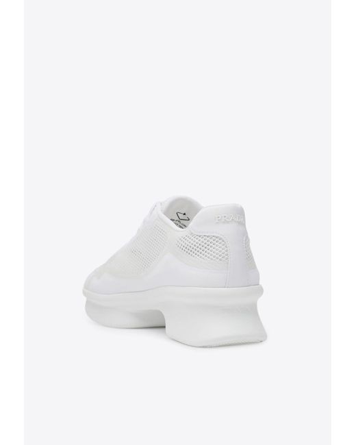 Prada White Nylon And Mesh Low-Top Sneakers