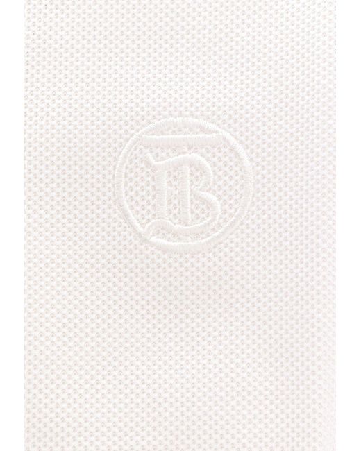 Burberry White Striped-Collar Logo Polo T-Shirt for men