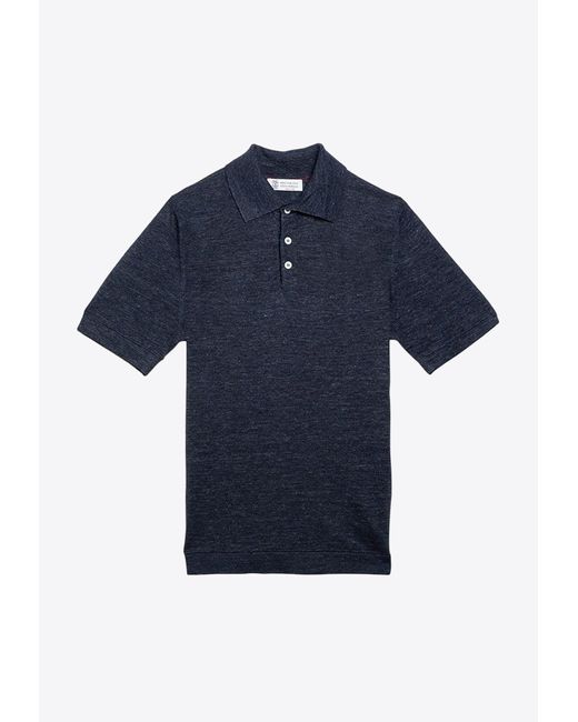 Brunello Cucinelli Blue Slim-Fit Polo T-Shirt for men
