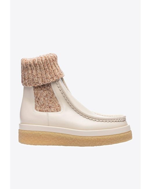 Chloé Natural Jamie Sock-detail Ankle Boots