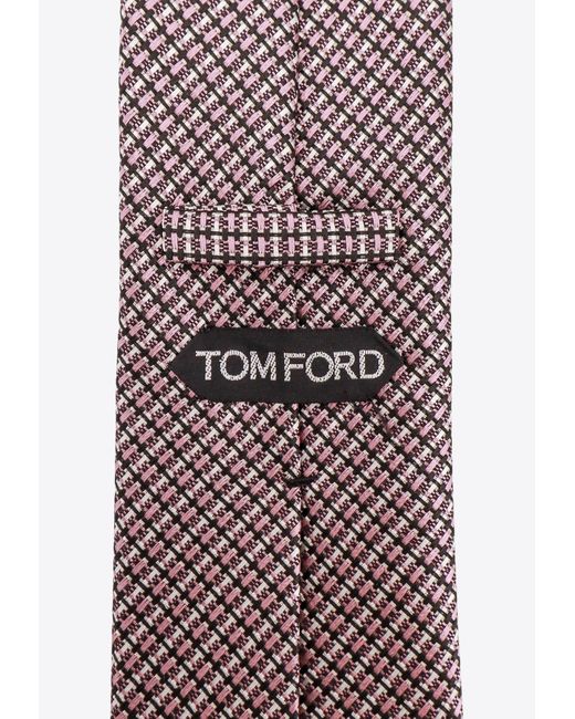 Tom Ford White Stripe Pattern Silk Tie for men
